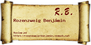 Rozenzweig Benjámin névjegykártya